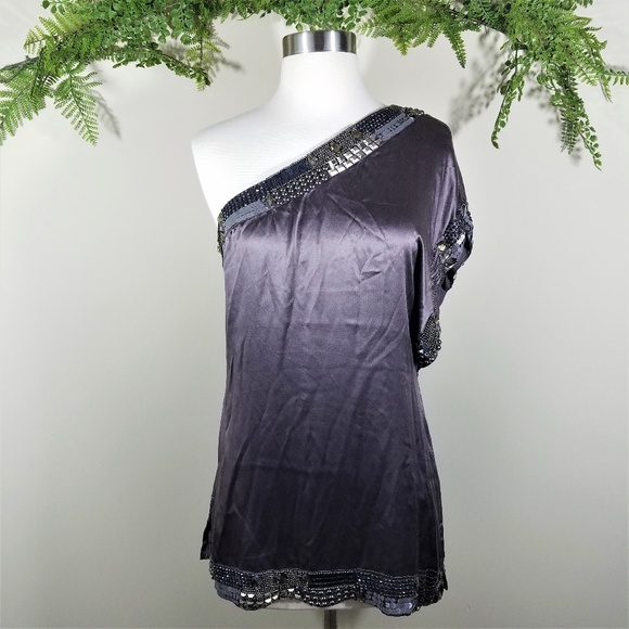 bebe Tops - Bebe one shoulder embellished silk top